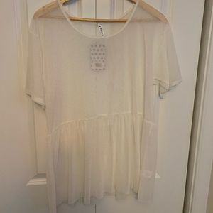 NWT Swiss Dot Ivory Mesh Piphany Soho Top